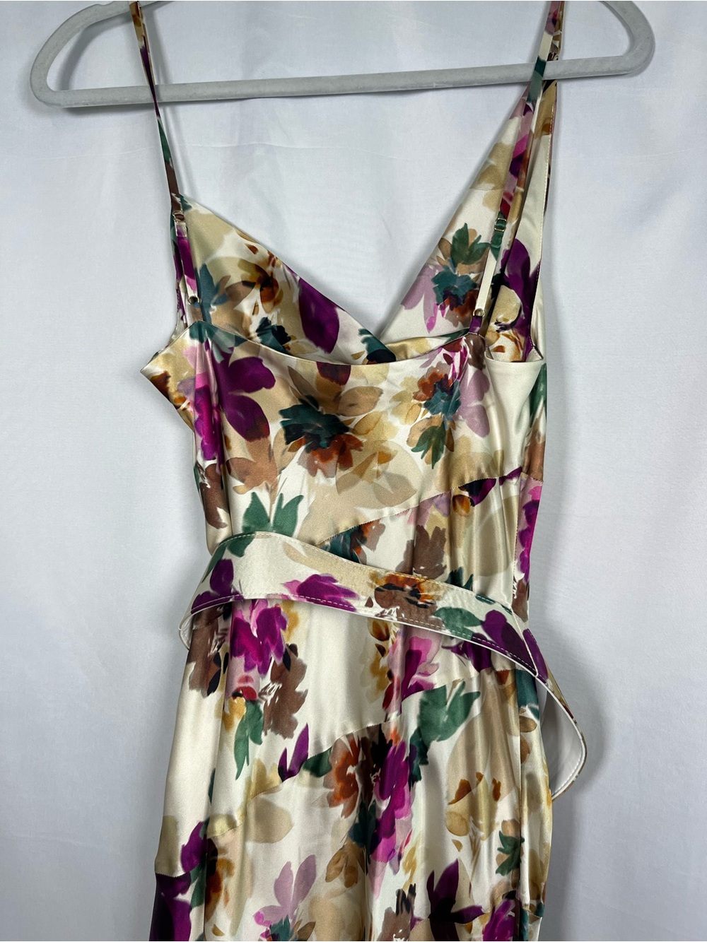 Nicholas floral nahara lark belted slip maxi dress silk cowl neck US SZ 8 EUC - Picture 9 of 13